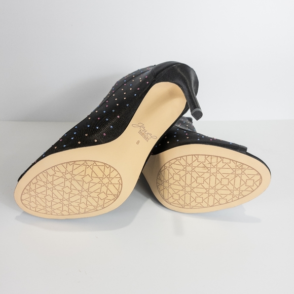 Jewel by Badgley Mischka Margarita Embellished Peep Toe Bootie -Black - Picture 4 of 6